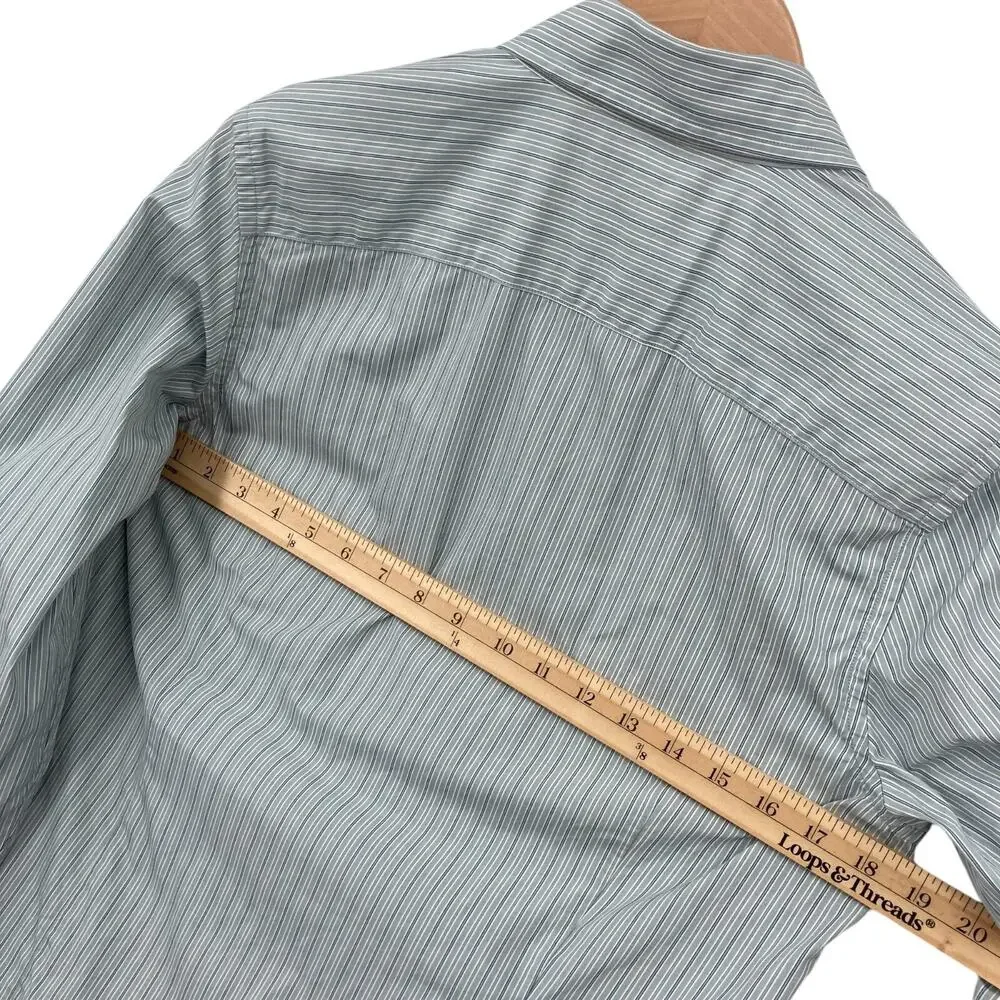 Banana Republic Long Sleeve Shirt Medium Mens Blue Striped Slim Fit Button Down